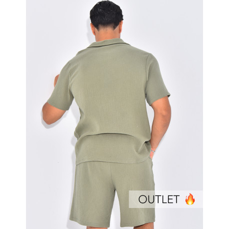 Ensemble short et chemise en gaze de coton