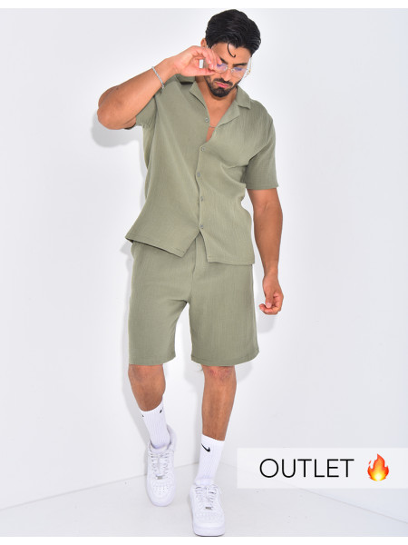 Ensemble short et chemise en gaze de coton