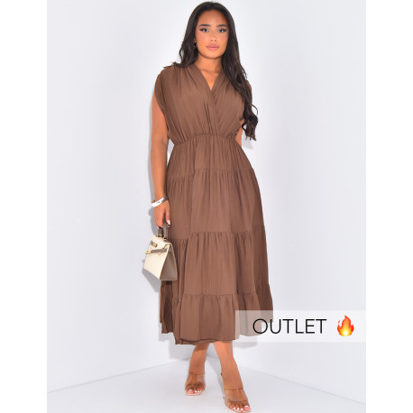 Robe longue froncée à nouer dans le dos