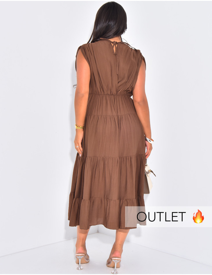 Robe longue froncée à nouer dans le dos