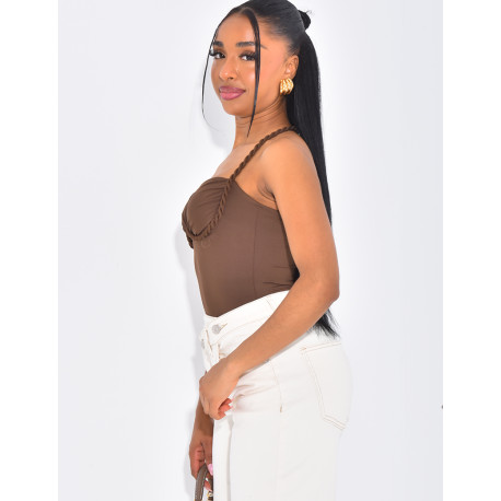 Body corset moulant à bretelles tressées