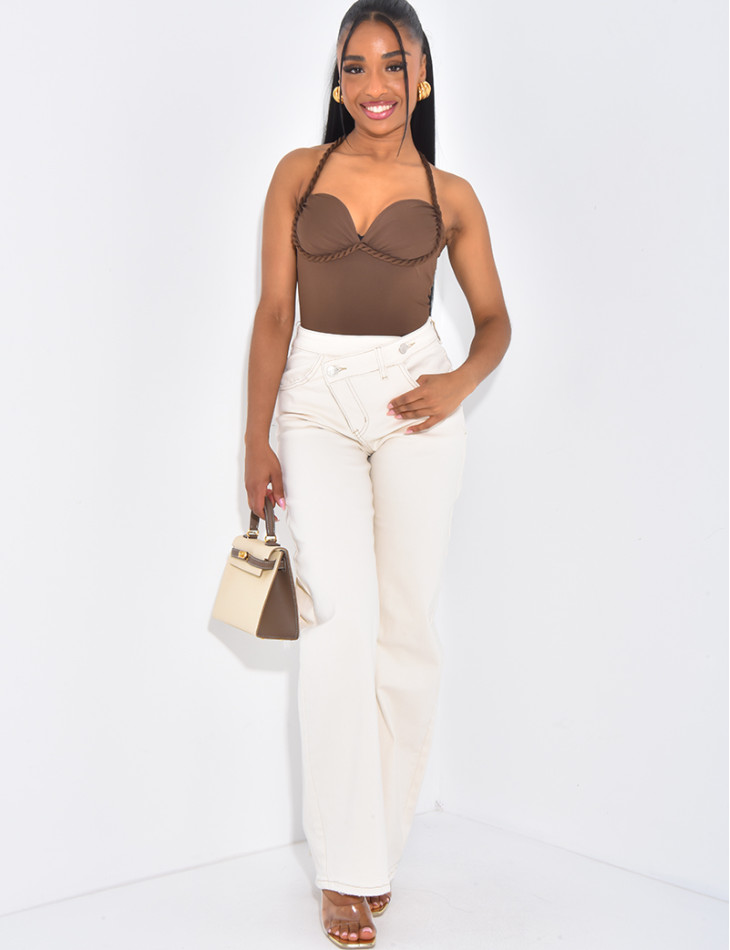 Body corset moulant à bretelles tressées