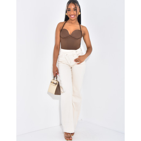 Body corset moulant à bretelles tressées