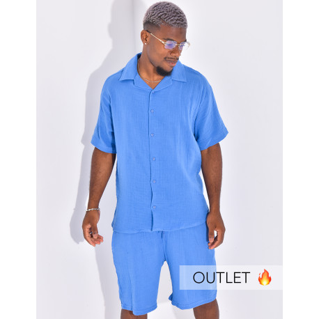 Ensemble en coton short et chemise manches courtes