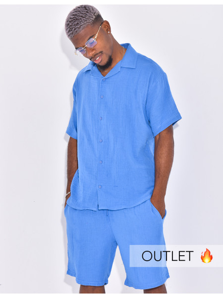 Ensemble en coton short et chemise manches courtes