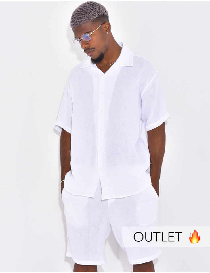 Ensemble en coton short et chemise manches courtes