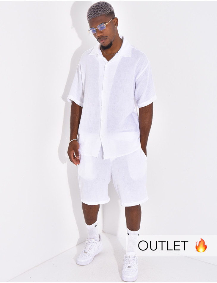 Ensemble en coton short et chemise manches courtes