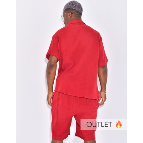 Ensemble en coton short et chemise manches courtes