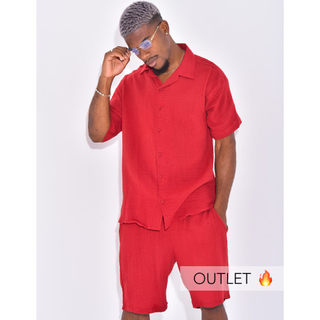 Ensemble en coton short et chemise manches courtes