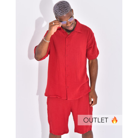Ensemble en coton short et chemise manches courtes