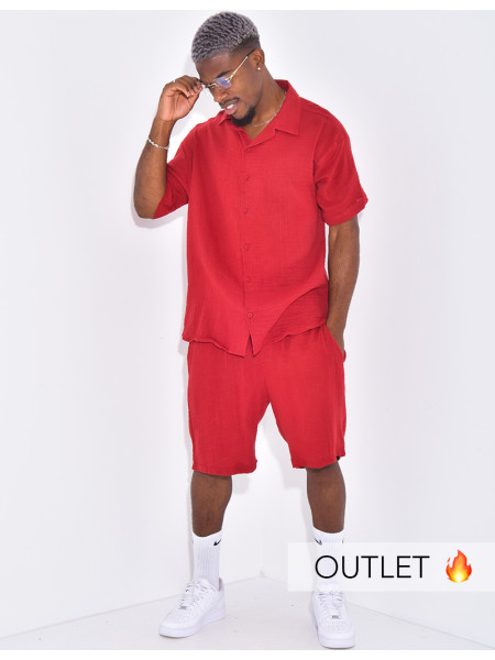 Ensemble en coton short et chemise manches courtes