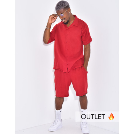 Ensemble en coton short et chemise manches courtes
