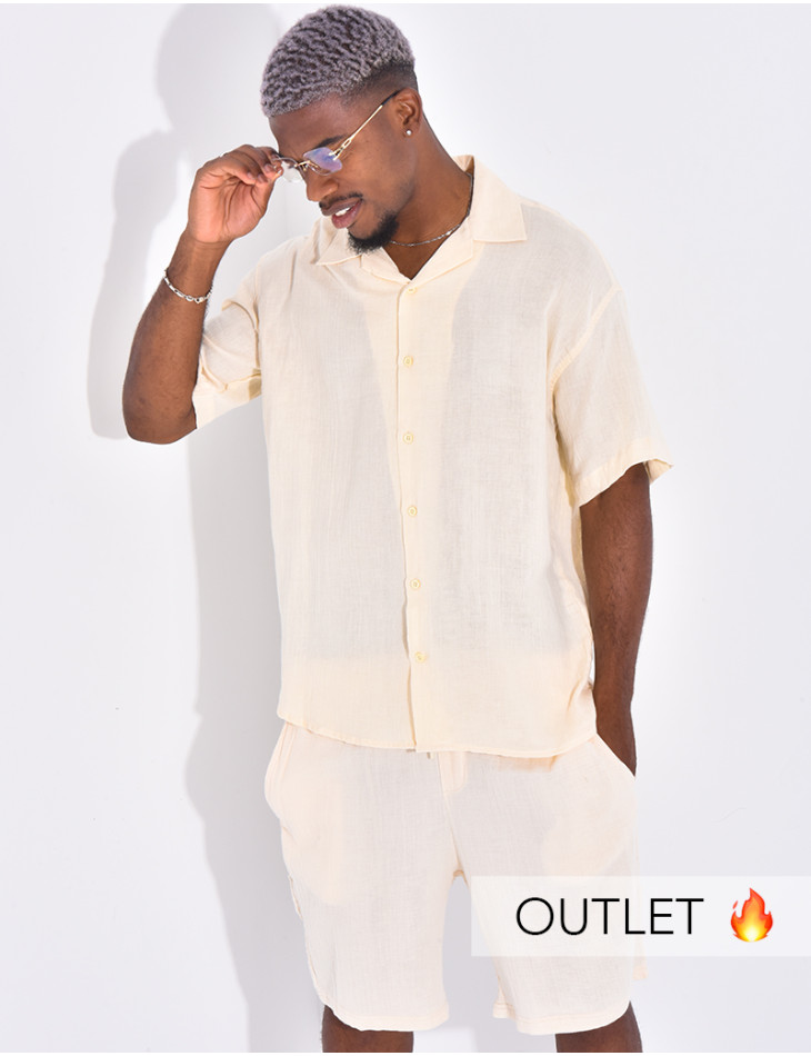 Ensemble en coton short et chemise manches courtes