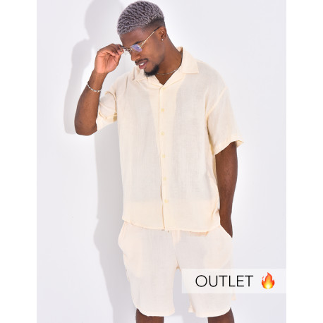 Ensemble en coton short et chemise manches courtes
