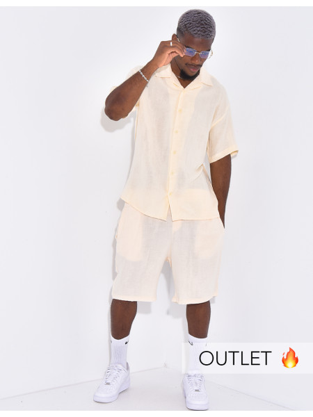 Ensemble en coton short et chemise manches courtes