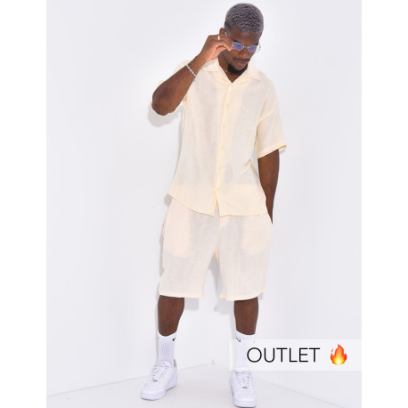 Ensemble en coton short et chemise manches courtes