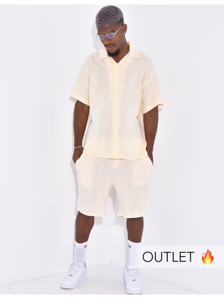 Ensemble en coton short et chemise manches courtes