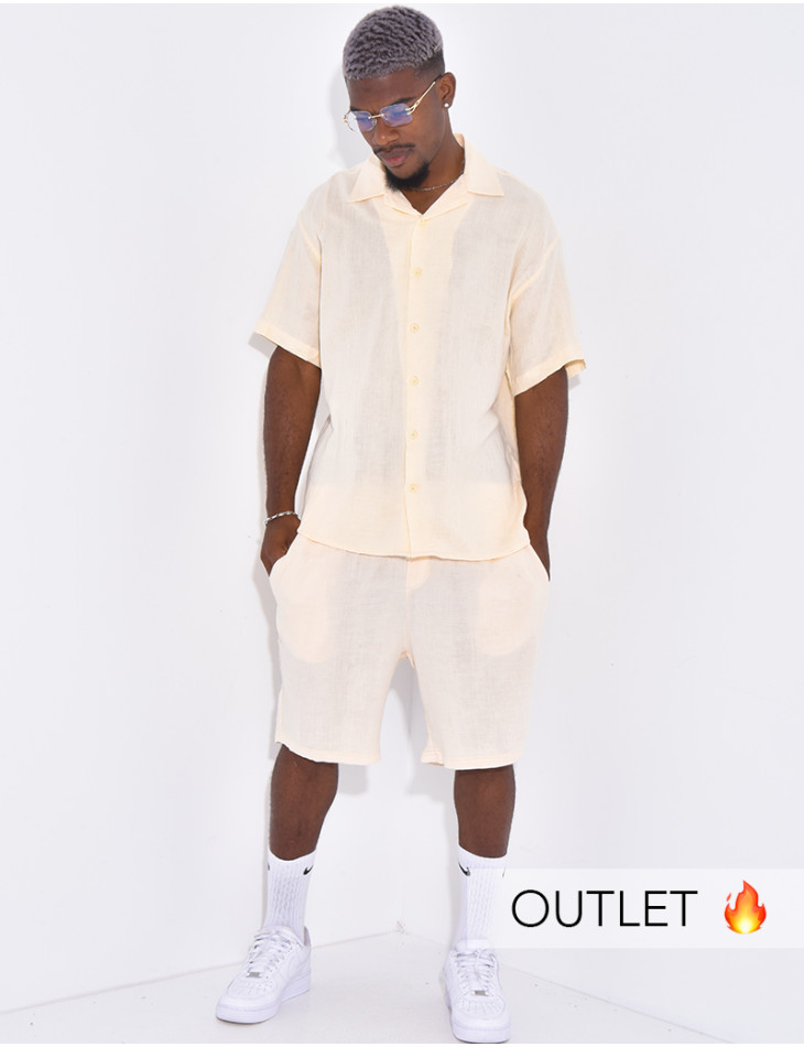 Ensemble en coton short et chemise manches courtes