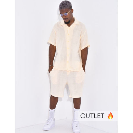 Ensemble en coton short et chemise manches courtes
