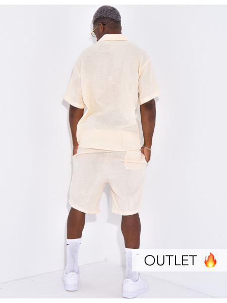 Ensemble en coton short et chemise manches courtes