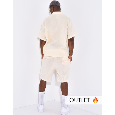Ensemble en coton short et chemise manches courtes