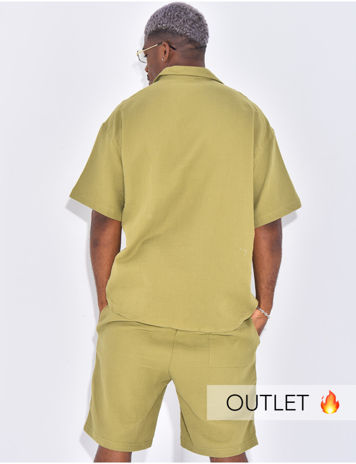 Ensemble en coton short et chemise manches courtes