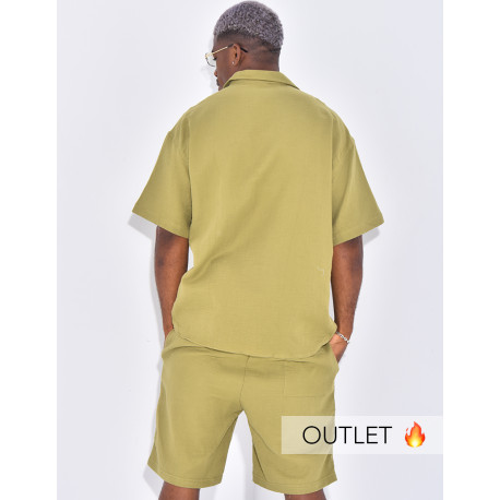 Ensemble en coton short et chemise manches courtes