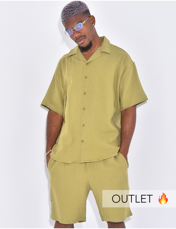 Ensemble en coton short et chemise manches courtes