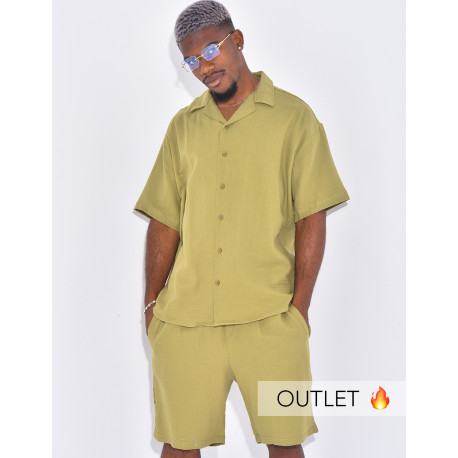 Ensemble en coton short et chemise manches courtes
