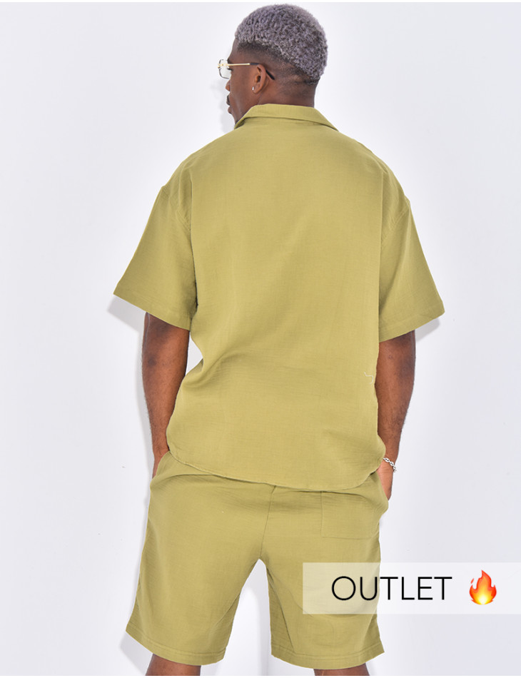 Ensemble en coton short et chemise manches courtes