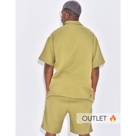 Ensemble en coton short et chemise manches courtes