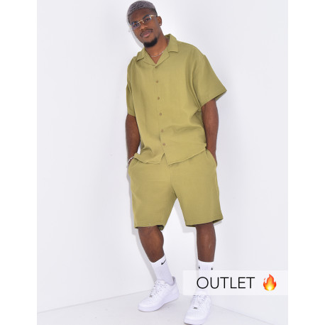 Ensemble en coton short et chemise manches courtes