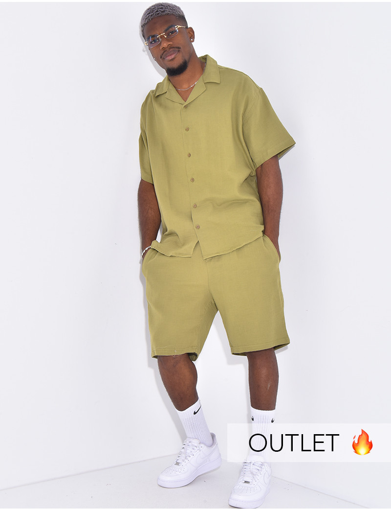 Ensemble en coton short et chemise manches courtes