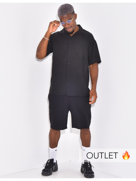 Ensemble en coton short et chemise manches courtes