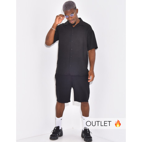 Ensemble en coton short et chemise manches courtes