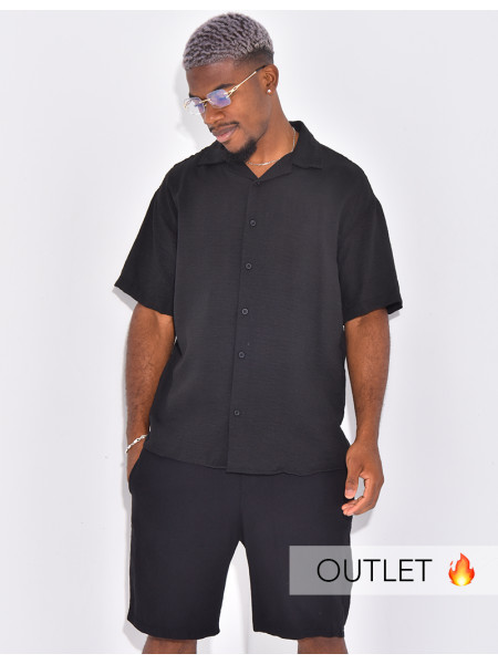 Ensemble en coton short et chemise manches courtes
