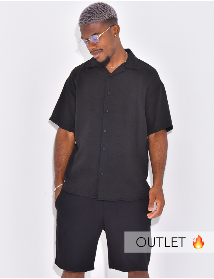 Ensemble en coton short et chemise manches courtes