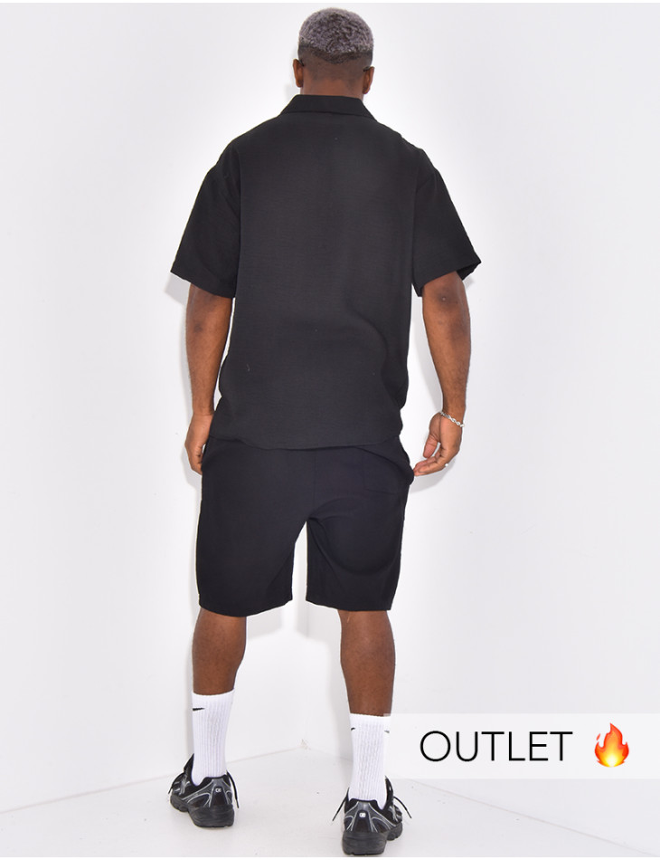 Ensemble en coton short et chemise manches courtes