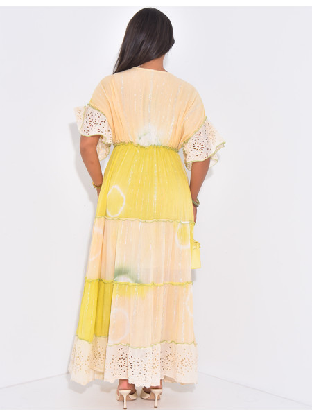 Robe bohème longue à broderies et perles