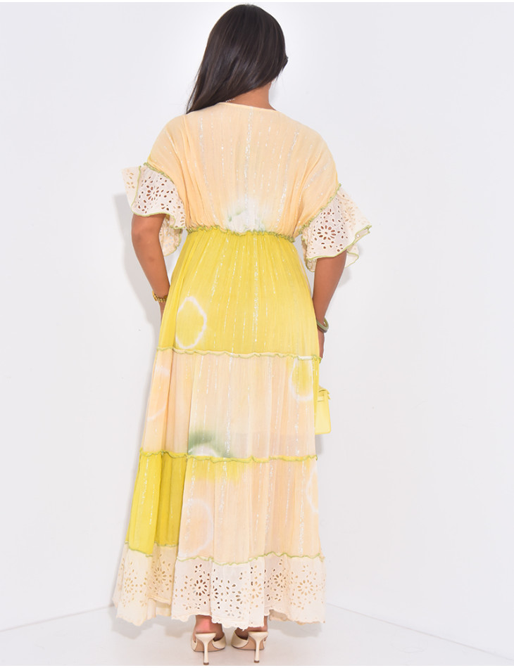 Robe bohème longue à broderies et perles