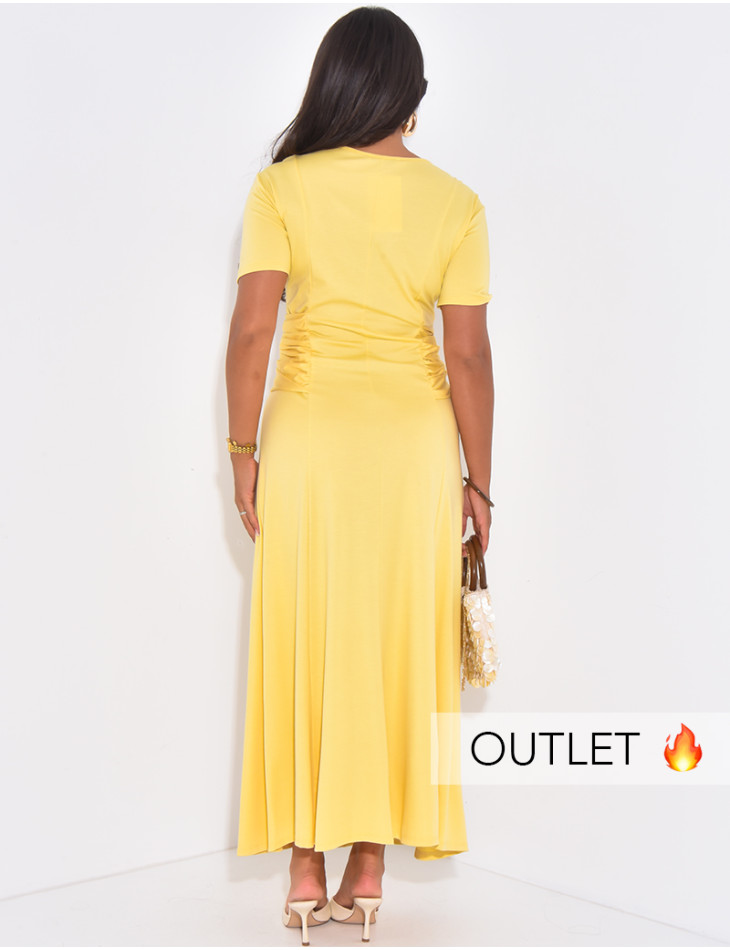 Langes Wickelkleid mit geraffter Taille