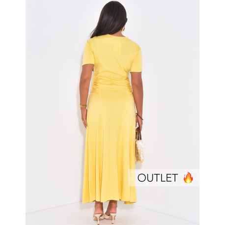 Langes Wickelkleid mit geraffter Taille