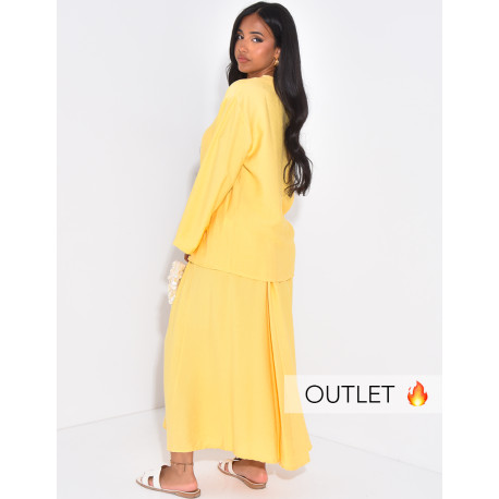 Set aus langem Rock und Bluse in Leinenoptik