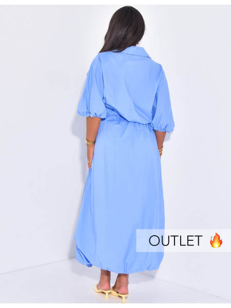 Long puffy skirt and short zip-up jacket set