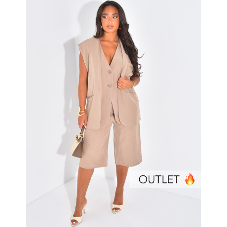 Oversized Bermuda Shorts and Sleeveless Vest Set
