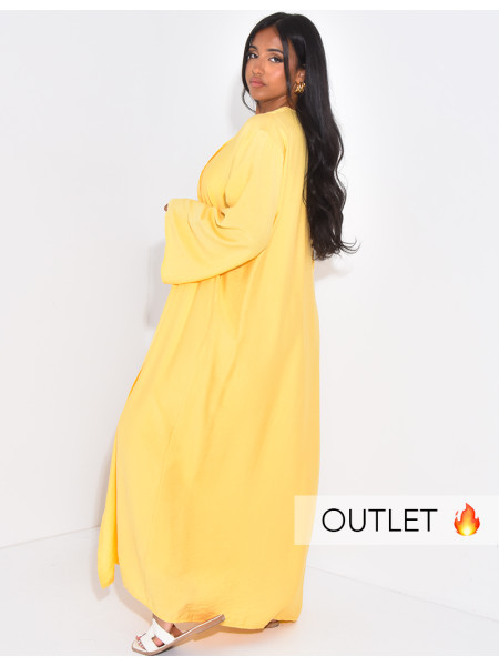 Linen kimono and draped skirt set