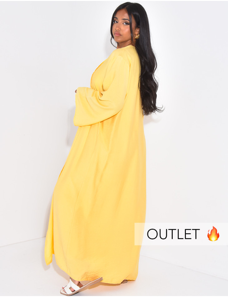 Linen kimono and draped skirt set