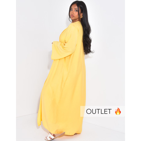 Linen kimono and draped skirt set