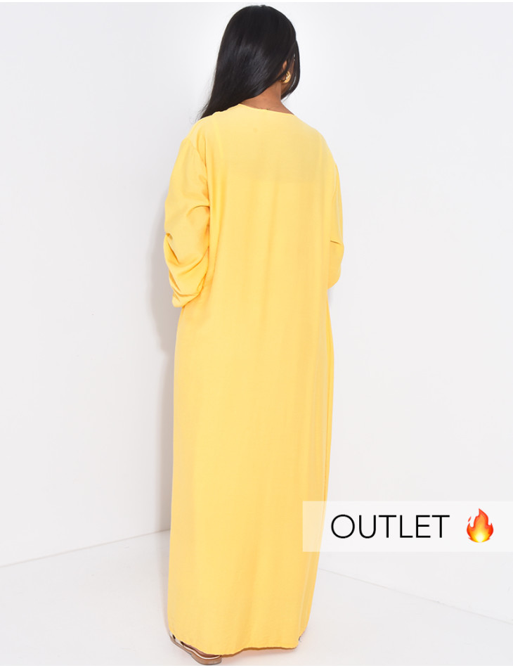 Linen kimono and draped skirt set