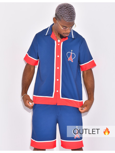 Ensemble short et chemise motif tour Eiffel
